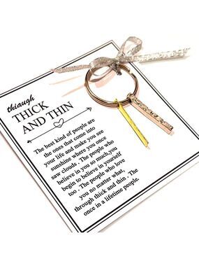 THROUGH THICK & THIN Two-tone Friendship Keychain GIFT BOX | NIB